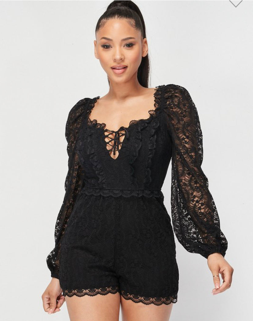 So Fly Sheer Lace Romper